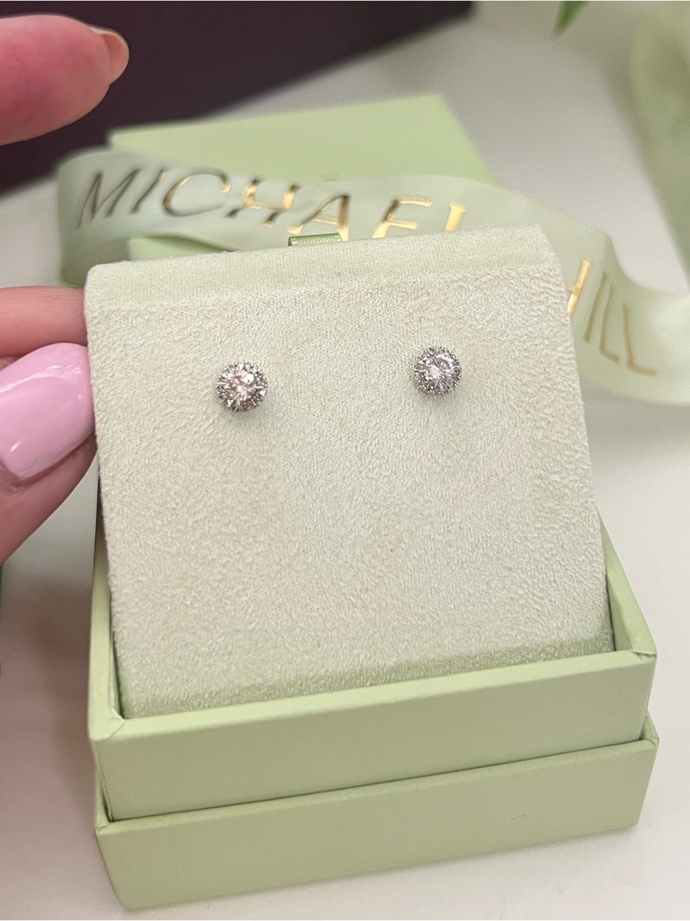 NEW White Gold & Natural Diamond Stud Earrings from Michael Hill, .50 cttw - Picture 15 of 17